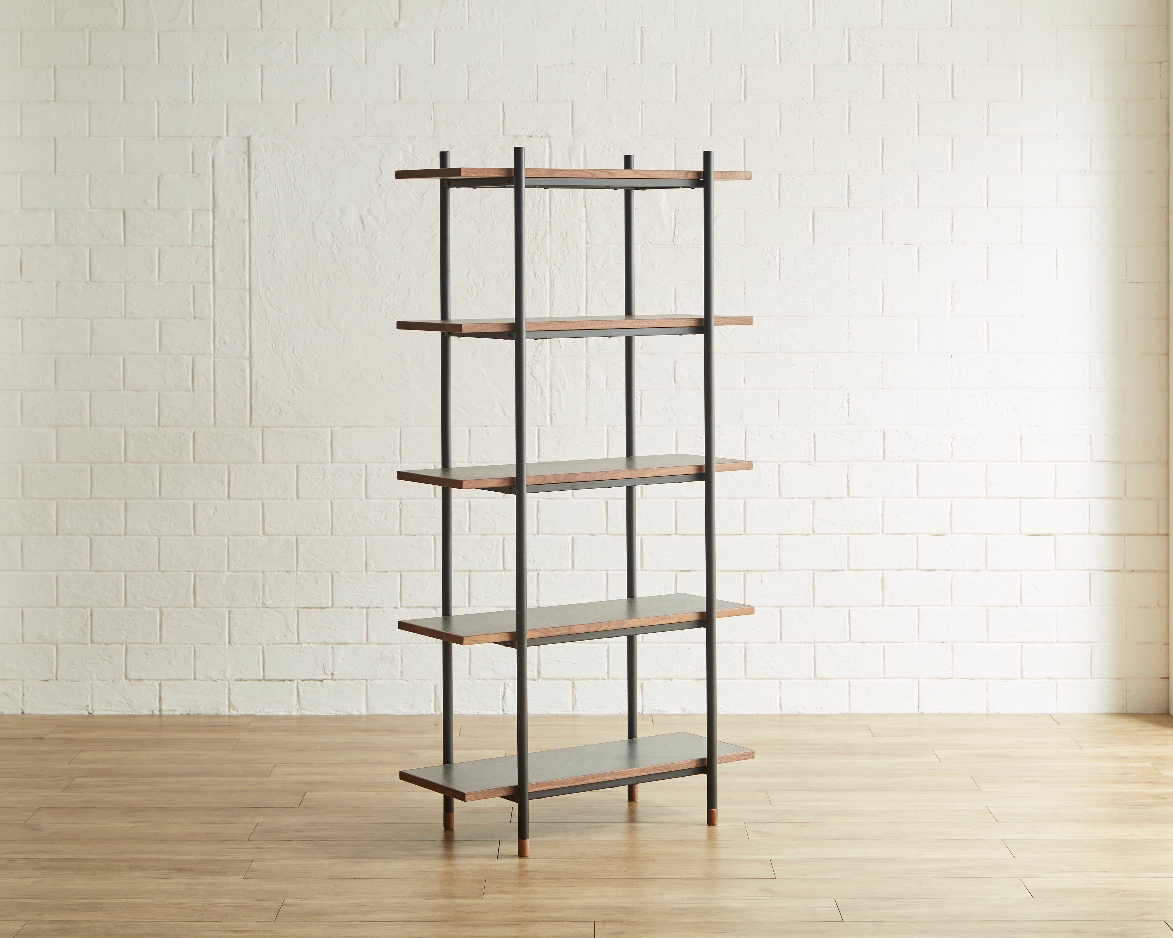 Ragnar ハイシェルフ W85 オーク突板 ウォールナット突板 メラミン化粧板 スチール脚 ナチュラル ブラウン