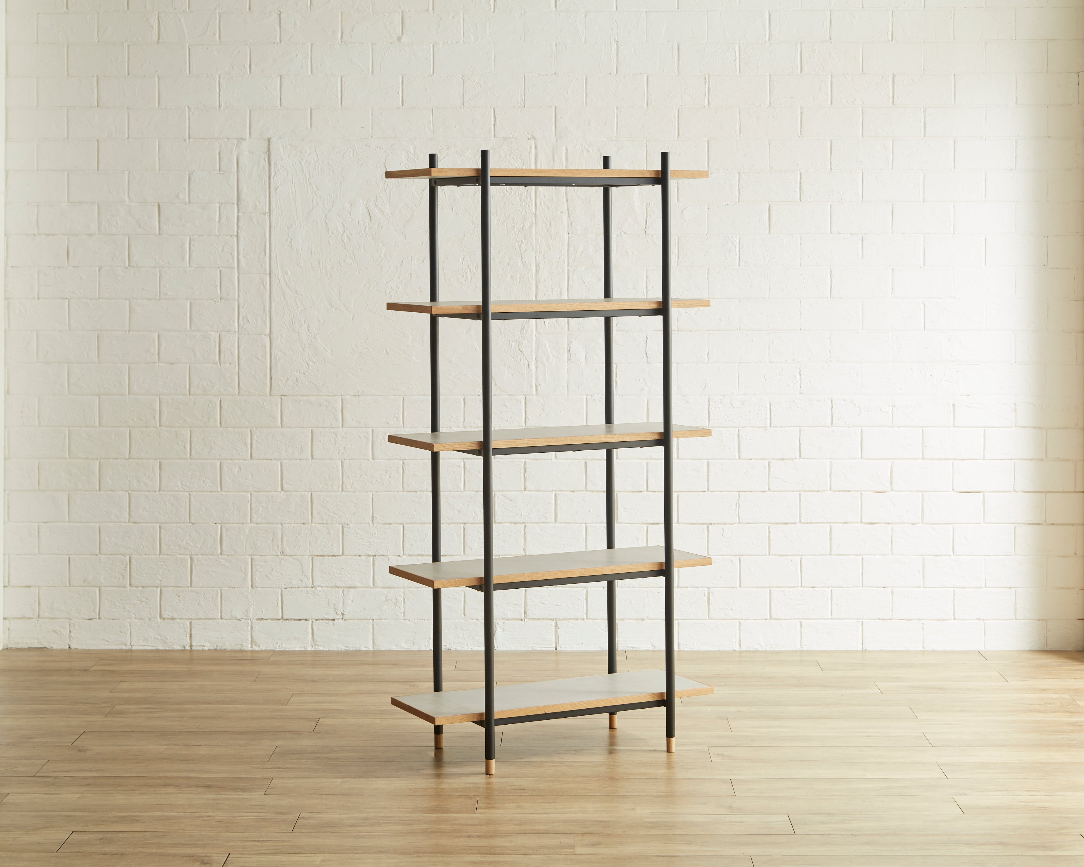 Ragnar ハイシェルフ W85 オーク突板 ウォールナット突板 メラミン化粧板 スチール脚 ナチュラル ブラウン