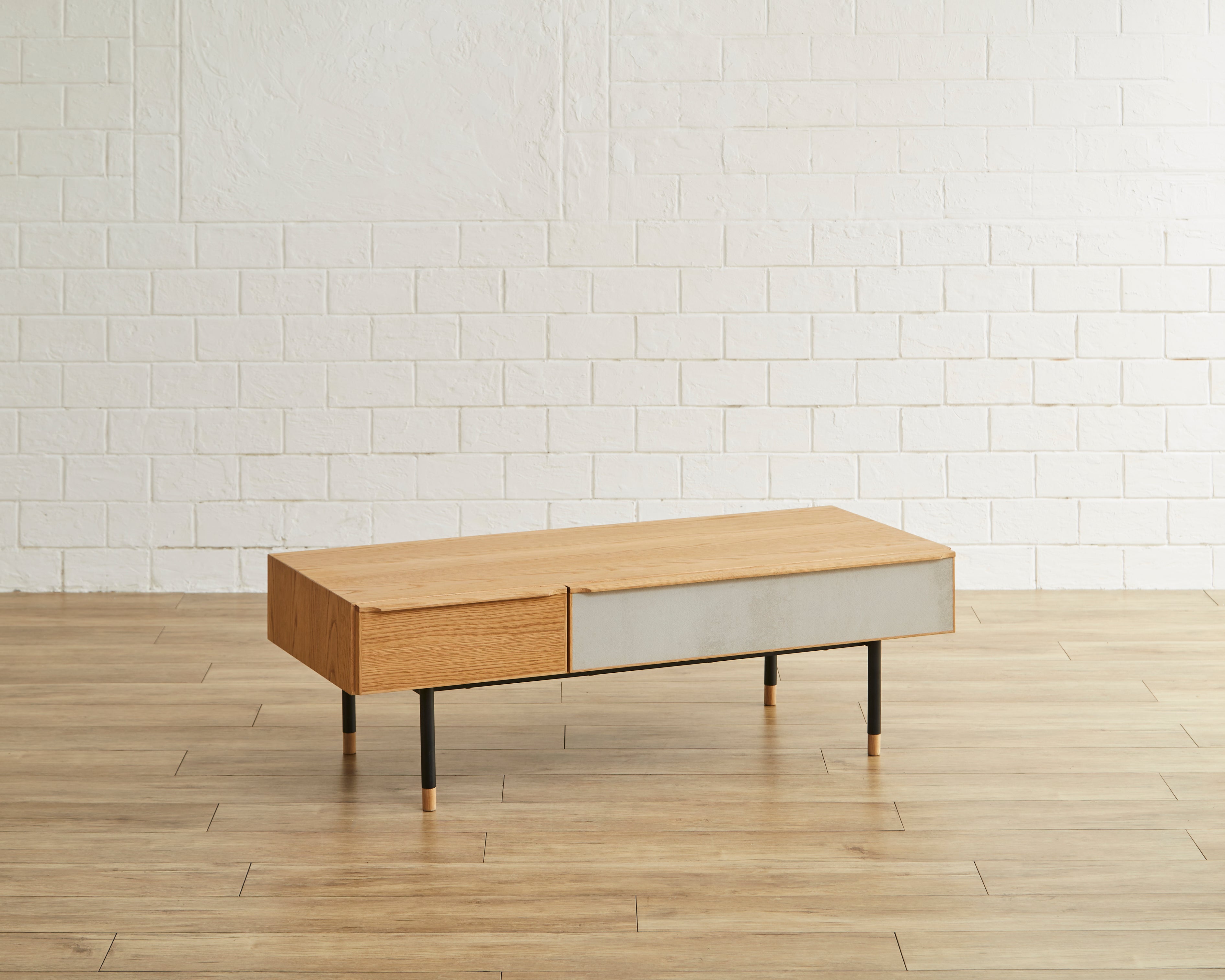 Ragnar センターテーブル W120 オーク材突板 メラミン化粧板 スチール脚