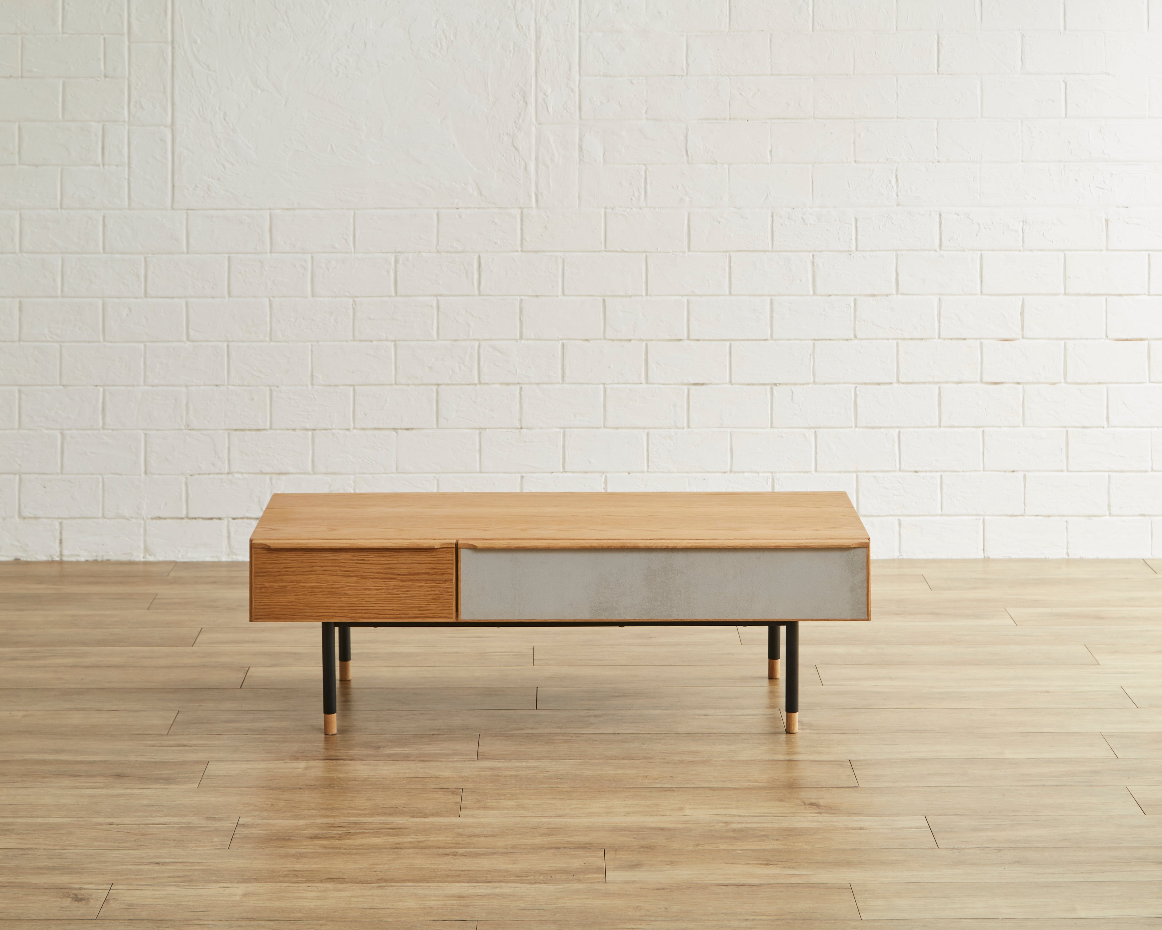 Ragnar センターテーブル W120 オーク材突板 メラミン化粧板 スチール脚