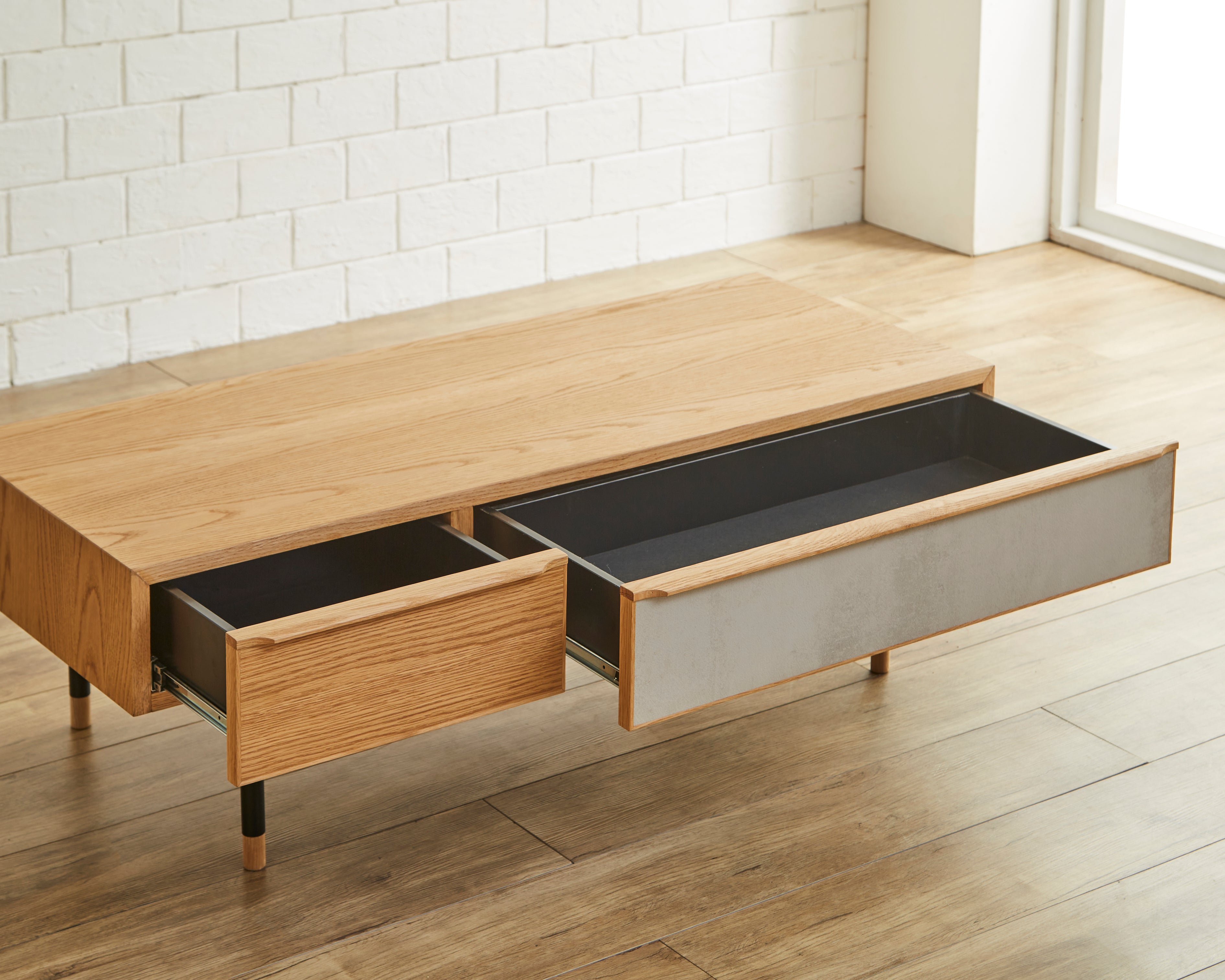 Ragnar センターテーブル W120 オーク材突板 メラミン化粧板 スチール脚