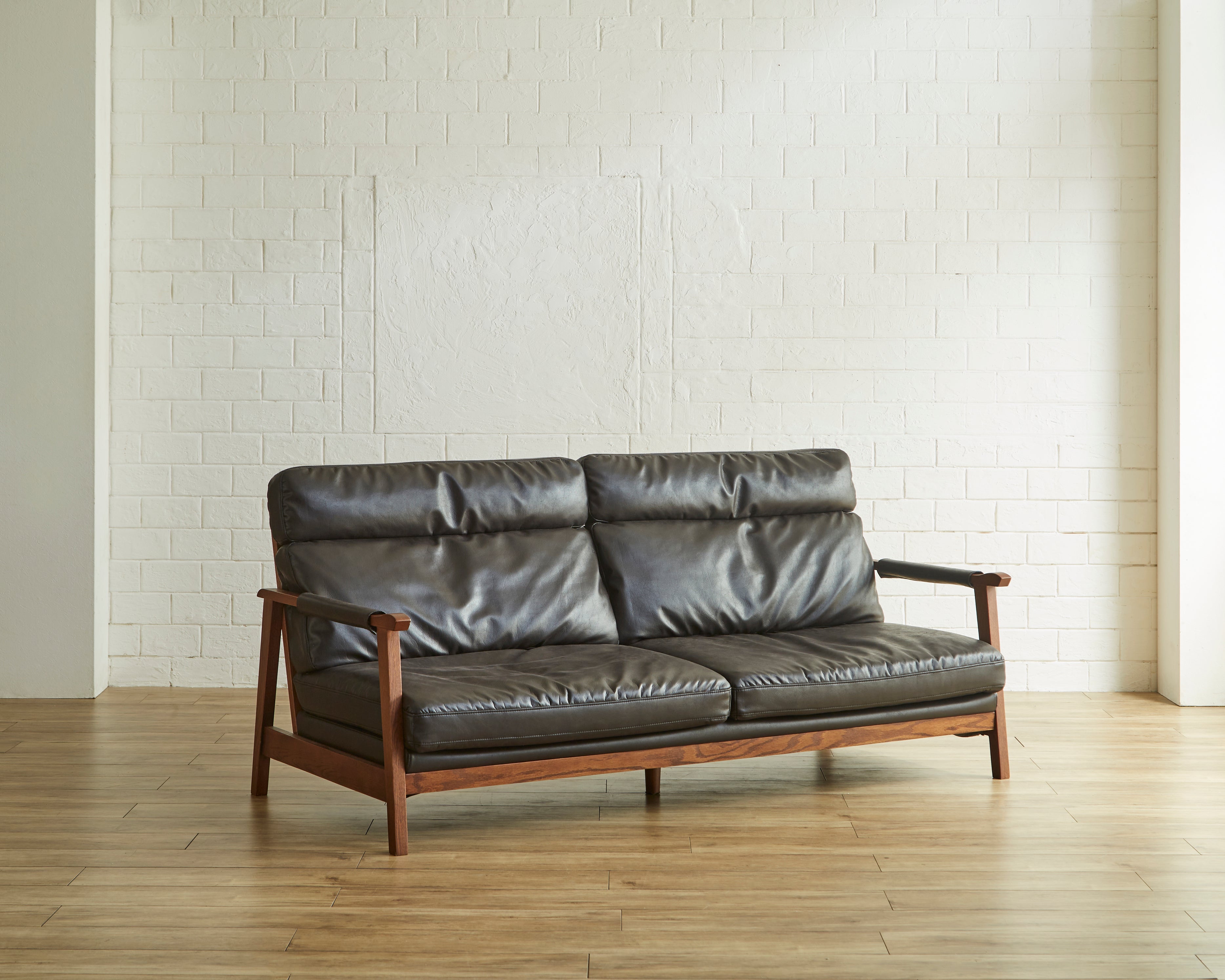 Soldier ソファ 3Pソファ 木製アーム ブラック キャメル