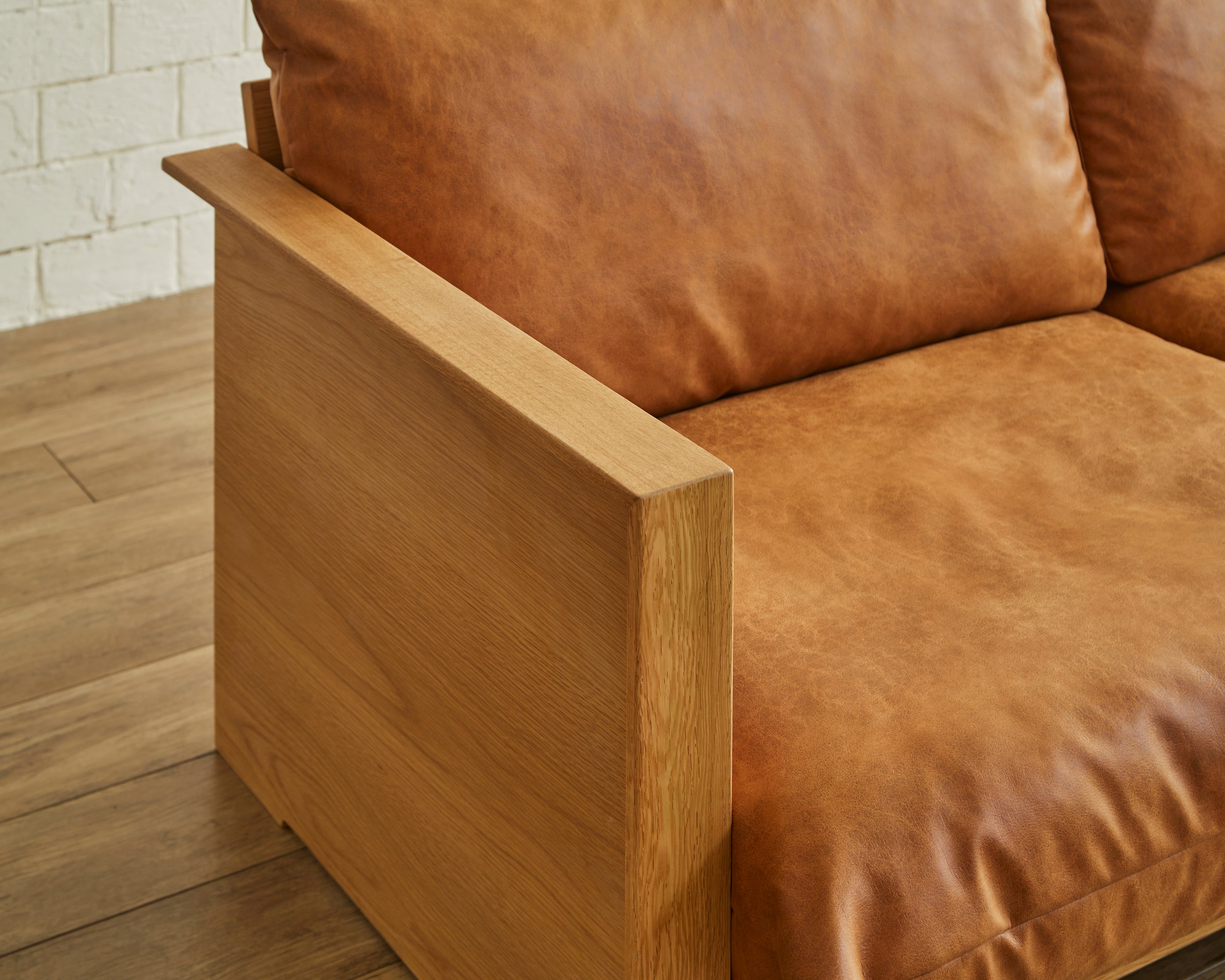 Edward ソファ 3Pソファ 天然木ホワイトオーク材 アイボリー キャメル